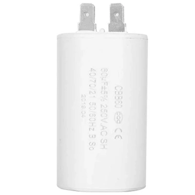Image de condensateur de fonctionnement CBB60, en forme cylindre AC 250V 60uF 50/60HZ, pour le démarrage moteurs à courant alternatif avec une fréquence 50H