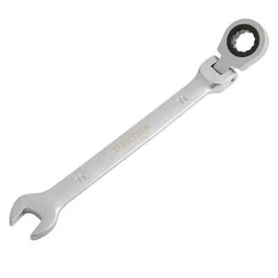 Image de DAKCOS Clé à cliquet combinée 11mm métrique articulée en CR V avec finition chromée mate