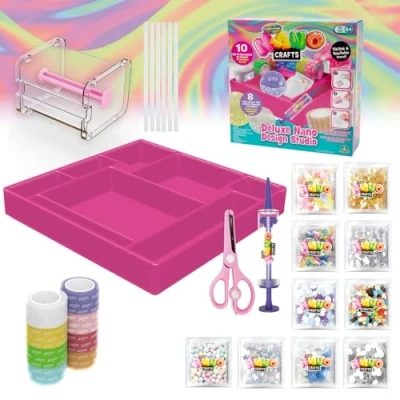 Image de Giochi Preziosi Nano Craft Set Deluxe Crafts Design Studio Créez des décorations uniques avec pailles, éléments décoratifs, Tape et pompe à air incluse pour les enfants partir de 6 ans