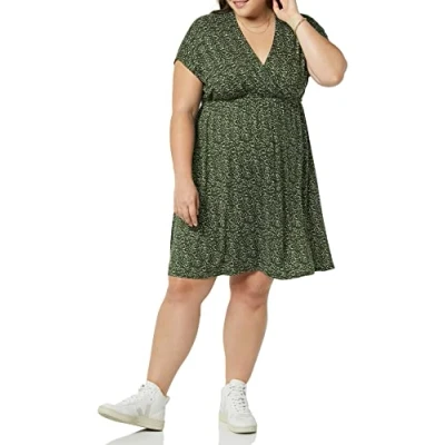 Image de Amazon Essentials Robe Tunique (Grandes Tailles Disponibles) Femme, Vert Olive Points, XS