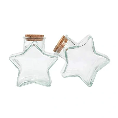 Image de Magic Season Bouteilles en Verre Décoratives avec Bouchons Liège (296 ml Forme D&#039;étoile à Cinq Pointes / 2 Pièces)