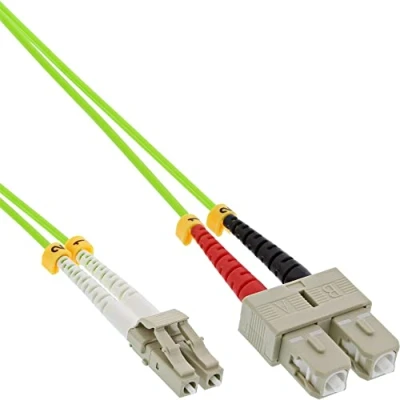 Image de InLine Cordon de raccordement LC multi mode (M) pour SC 10 m fibre optique 50 125 microns OM5 sans halogène vert