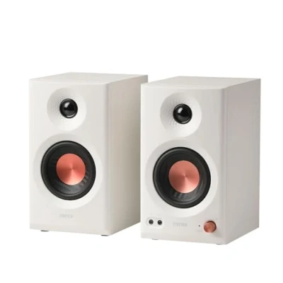 Image de Edifier MR3 Haut Parleurs de Studio Compacts 2.0, Hi Res Audio, Bluetooth V5.4, Contrôles physiques, RCA, AUX, Application Mobile, 2x18W, Blanc