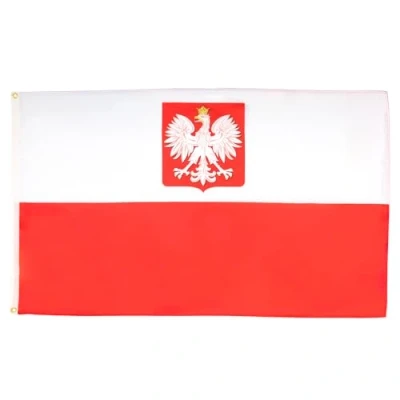 Image de Drapeau Pologne avec Aigle 150x90cm polonais 90 x 150 cm Polyester léger AZ FLAG