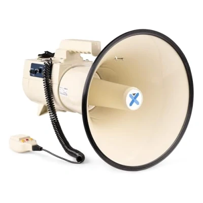 Image de VONYX MEG0150 Mégaphone Très Puissant 200W, Idéal pour Manifestations et Matchs Sportifs Jusqu’à 2 km, Micro Main Détachable, Bluetooth &amp; Lecteur MP3, Poignée avec Dragonne, Réglage du Volume