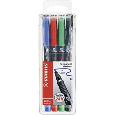 Image de STABILO Etui de 4 Feutres pour transparent OHPen universel Pte Moyenne permanent