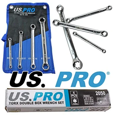 Image de US PRO Tools Lot de 4 clés à molette double E Torx/femelle Tox E6 E24 2050