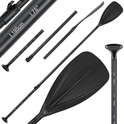 Image de KESSER® Paddle Kayak en 3 Parties Planche de Sup Stand Up Paddling Pagaie, réglable télescopique 165 cm 215 Aluminium pour Surfboard, Jaune