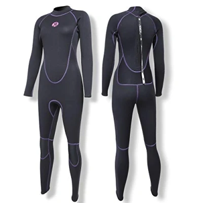 Image de PAWHITS Combinaison Plongée Femme Manches Longues Néoprène Surf Kitesurf Natation sous Marine Voile Snorkeling Noir M