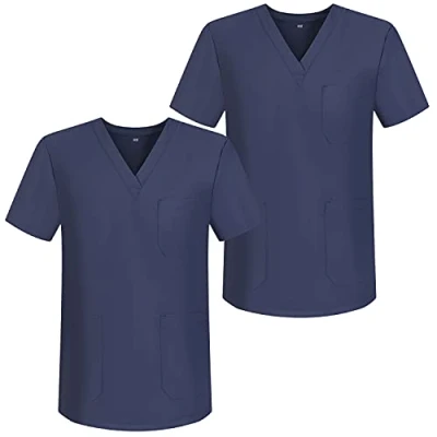 Image de Misemiya Pack*2 VÊTEMENTS DE Travail Unisex COL PIC Manches Courtes Uniforme Clinique HÔPITAL Ref.817 Large, Bleu Clair 68