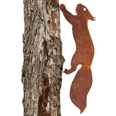 Image de Écureuil pour Arbre Décoration de Jardin en métal 30 cm Patine Rouille Naturelle