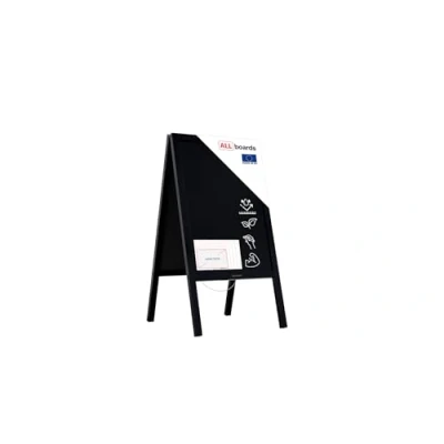 Image de ALLboards Chevalet Stop Trottoir Exterieur Etanche avec Cadre en Bois Laqué Noir 100x60cm, Ardoise, Tableau publicitaire extérieur