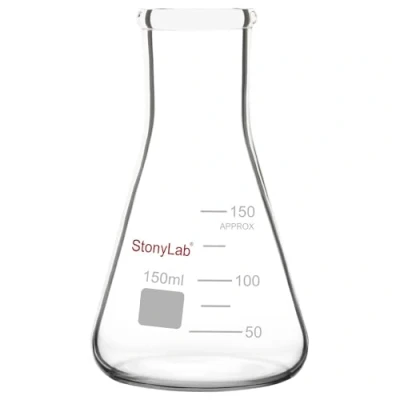 Image de stonylab 1 Paquet Erlenmeyer Fiole en Verre Borosilicate, Flask à Paroi Épaisse avec Bord Résistant 150ml