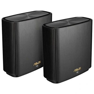 Image de ASUS ZenWiFi XT9 Noir Pack de 2 Système Wi FI 6 AX Mesh, Tri Bande, 7800 Mbit/s, 530m2, AiProtection avec TrendMicro à Vie, Port WAN/LAN 2,5 Gigabit + 3 Ports LAN Gigabit, AiMesh 90IG0740 MO3B30