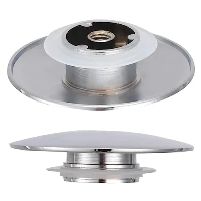 Image de MDYNI Lot de 2 bouchons vidange pour évier salle bain 66 mm Bouton poussoir rechange scellé avec joint en caoutchouc Bouchon pop up lavabo