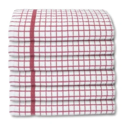 Image de A &amp; B TRADERS Lot de 6 torchons cuisine, 100 % coton, super absorbants, doux au toucher (rouge)