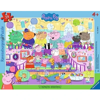 Image de Ravensburger Fête de Famille Amis Puzzle Cadre Peppa Pig 30 à 48 pièces pour Enfants partir 4 Ans, 05699, Jaune