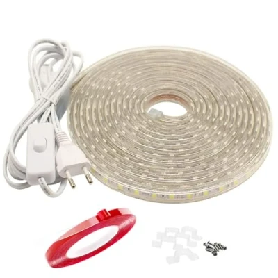 Image de Q.Laomi Ruban LED 10 Mètres, IP65 Etanche Bande avec Interrupteur 220V 230V Bandeau Lumineuse LED, Blanc Froid