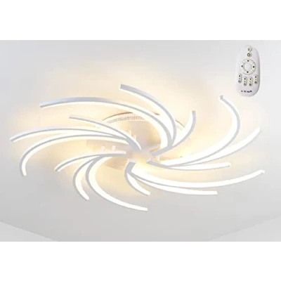 Image de Plafonnier LED 2042 5White avec télécommande Couleur de la lumière et luminosité réglables Abat jour en acrylique blanc Cadre métal laqué Design moderne