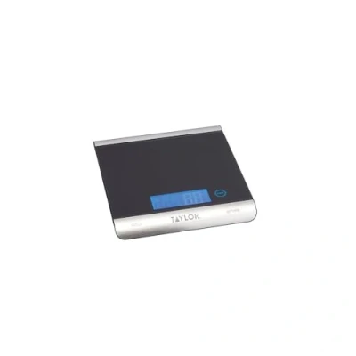 Image de Taylor Pro Balances de Cuisine Numériques Ultra Haute Capacité, Compact Standard Professionnel avec Précision et Fonction Tare, Noir en Verre Acier Inoxydable, 15 kg Capacité