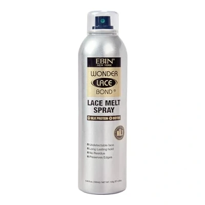 Image de EBIN NEW YORK Wonder Lace Melt Aérosol Protéine de soie + biotine infusée (180 ml) Préserve les bords et la dentelle indétectable Tenue longue durée Sans résidus