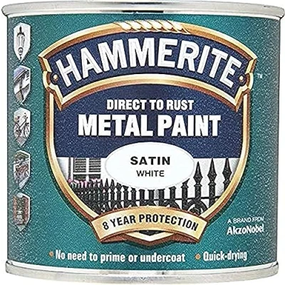 Image de Hammerite HMMSATW750 Direct to Rust Métal Peinture, 750ml le Volume, Satiné Blanc