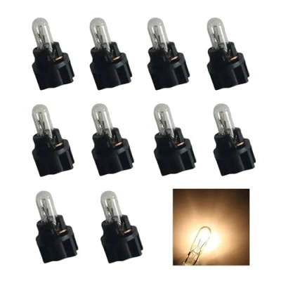 Image de YOUNLEN 10 PCS T5 DC 12V 1,2W LED Ampoule Tableau de Bord Blanc Chaud Clair avec support lampe noir pour Voiture Interne.