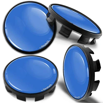 Image de Biomar Labs 4 x 68mm Noir Bleu Brillant Cache Moyeu Capuchons de Centre Enjoliveurs Roué Voiture Jante Moyeux Compatible avec BMW Numéro Pièce: 36136783536 CBZ 7