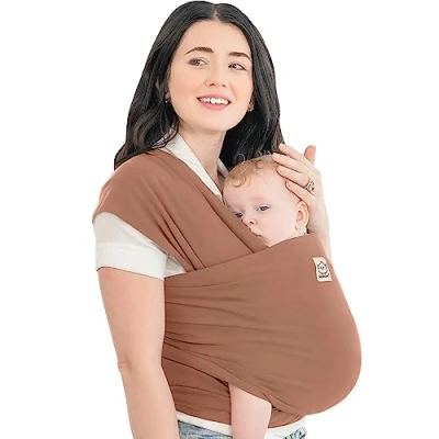 Image de Écharpes de portage élastiques tout en un Porte bébé nourrisson Écharpe mains libres Cadeau naissance Taille unique (Terracotta)
