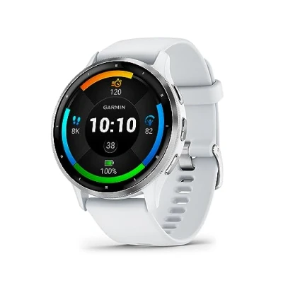 Image de Garmin Venu 3 Montre connectée GPS Sport et santé Silver avec Bracelet Blanc