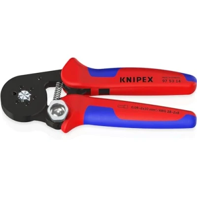 Image de Knipex Pince à sertir auto ajustable pour embouts de câble avec accès latéral brunie, gaines bi matière 180 mm 97 53 14