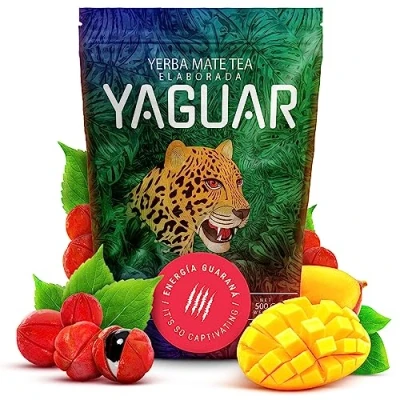 Image de Yaguar, Yerba Maté Energia Guarana 500g, Aux Fruits, Haute teneur en caféine, sans Gluten