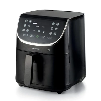 Image de Ariete Friteuse 7L 4627, 7L, Minuteur 60 Minutes, Ecran LCD et Tactile avec 12 Modes de Cuisson, Fonction Max Crisp, Température Maximale 200 C, Capacité 2kg, 1700W, Noir
