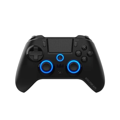 Image de EgoGear Manette Gaming à palettes sans fil Bluetooth SC15 Noire pour PS4/PS3/PC, RGB personnalisables, Moteurs de vibrations, Port jack 3.5mm, 800 mAh
