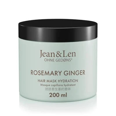 Image de Jean &amp; Len Hair Mask Rosemary Ginger, pour cheveux très abîmés, secs ternes, soin hydratant intensif, sans parabènes, silicones ni microplastiques, 200 ml