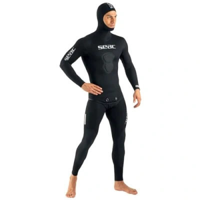 Image de SEAC Black Shark Combinaison de pêche sub et apnée en néoprène 3 mm, Deux pièces, intérieur Fendu Homme, 0010362270125A, Noir, XXL