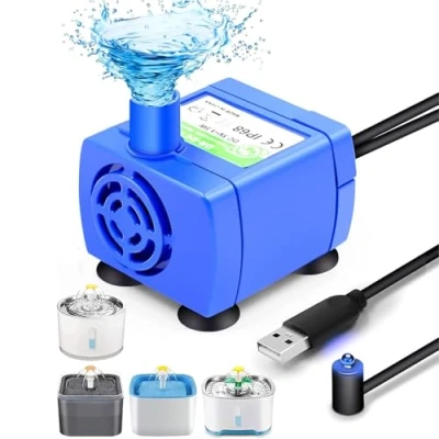 Image de Pompe De Fontaine à Boire pour Animaux Compagnie, Remplacement UNISOPH Chat Fleurs Eau Submersible Moteur Ultra Silencieux Faible Consommation