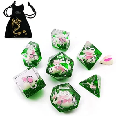 Image de Bescon Oversized DND Animal Dice Set of Rabbit, Giant 7pcs Rabbit Polyhedral D&amp;D Set, Big Sized Dungeons and Dragons