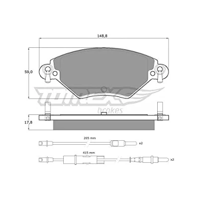 Image de TOMEX brakes TX 13 31 Jeu de plaquettes frein Essieu avant contact signal d&#039;usure inclus avec accessoires CITROËN: C5 III Break, II 5 portes