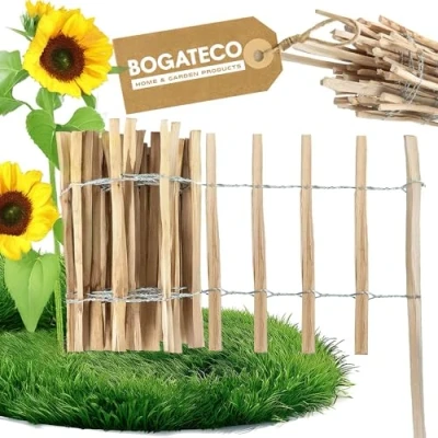 Image de BOGATECO Piquet Clôture en Noisetier Bois 500 CM de Long et 50 Hauteur Distance Entre Lattes 4 5 Idéal comme Une Jardin Peut être Utilisé Support pour Les Vignes