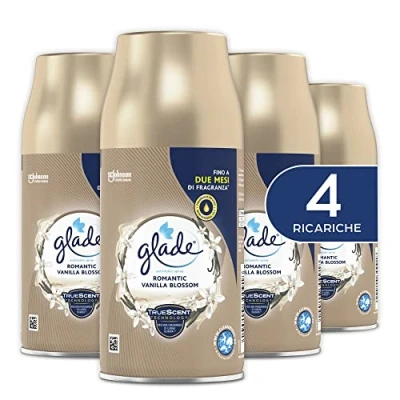 Image de Glade Automatic Spray Recharge Parfum Romantic Vanilla Blossom Format Stock de 4 Recharges 269 ml