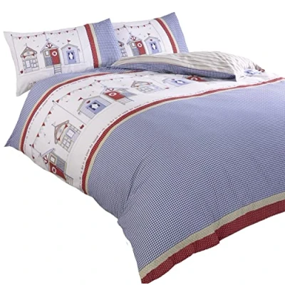 Image de Rapport Parure De Couette Motif Cabines Plage Format King Size
