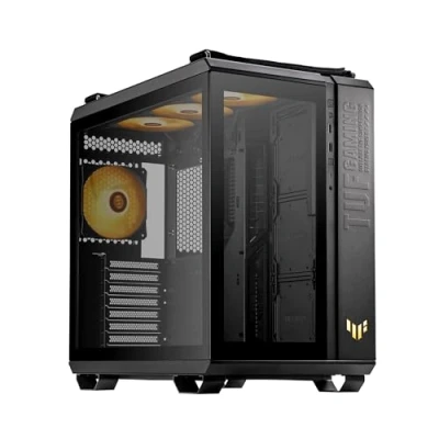 Image de ASUS TUF Gaming GT502 Plus (Noir) Boîtier PC ATX (Double Chambre indépendantes pour CPU et GPU, Panneaux latéraux sans Outils, USB Type C Haut débit à l’Avant​, 4 x Ventilateurs ARGB)