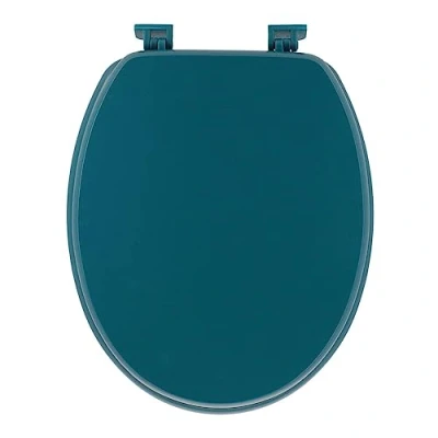Image de Abattant WC en Bois Bleu Tahitien avec kit de fixation TENDANCE