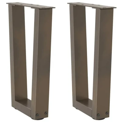 Image de vidaXL Pieds de table à manger en forme V 2 pcs acier naturel acier, pied table, noir manger, 4012547