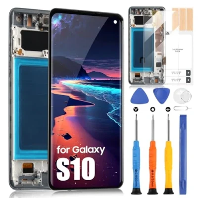 Image de ARSSLY pour Samsung Galaxy S10 LCD Écran avec cadre, écran SM G973F G973U G973W 6.1&quot; TFT Display Digitazer Assembly réparation Kit, Noir, sans empreinte digitale