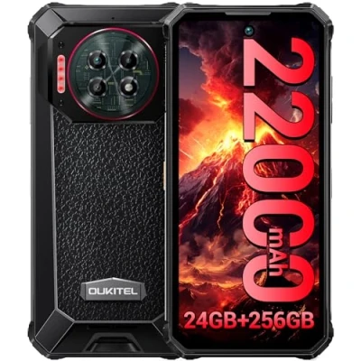 Image de OUKITEL WP19 PRO 2024 Téléphone Portable Incassable 22000mAh Batterie/33W, 24Go+ 256Go/2TO Smartphone Android 13, 6.8&quot;FHD+ 120Hz, 64MP+20MP Nocturne Vision, Telephone Face ID/NFC/GPS/3 SIM Slots/OTG