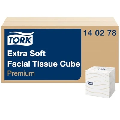Image de Tork Mouchoirs Boîte Cube doux blanc, Premium, 2 plis, 100 feuilles, 140278