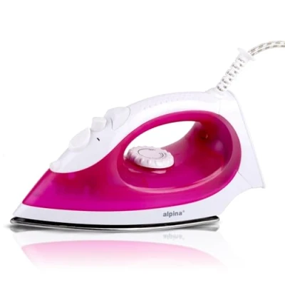 Image de alpina Fer à Repasser Vapeur Steamer 2000W Defroisseur avec Fonction et Pulvérisation d&#039;Eau Température Réglable Réservoir de 120 ml Plaque en Acier Inoxydable Rose/Blanc