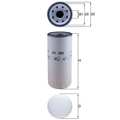 Image de MAHLE ORIGINAL OC 282 Filtre à huile vissé VOLVO: FL 6, FM 12, FL, SCANIA: L,P,G,R,S series, P,G,R,T 4 series